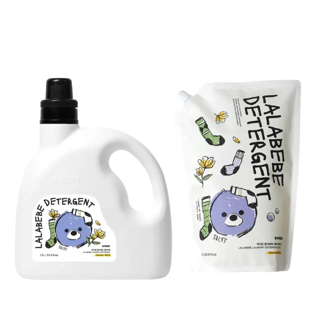 [8809927882643] K-MOM Lalabebe韓國製植物嬰兒洗衣液(木蘭花)_1.7L +補充裝_1.3L (各1支)