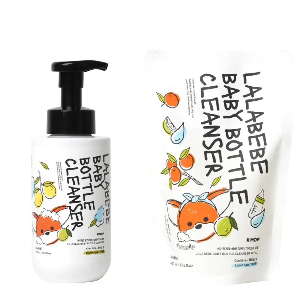 K-MOM - Lalabebe嬰兒奶瓶蔬果泡泡清潔液_500ml+補充裝_400ml (各1支)