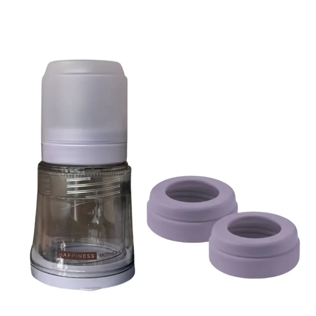 [8809927887099] [旅行外出神器] Mother-K Ecozen旋轉伸縮式免沖洗奶瓶 (不含奶嘴)(紫)+Mother-K 奶瓶水杯共用奶嘴環(兩個裝)-霧紫色