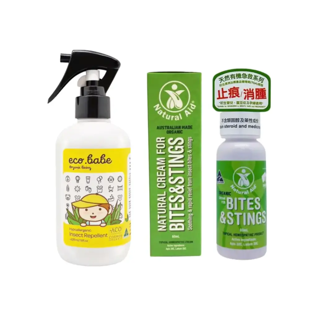 [EBNA02] eco.babe organics 澳洲有機減敏防蚊止痕優惠套裝(G6PD適用）(防蟲驅蚊噴霧（225ml）x 2 & NATURAL AID 天然療妥止痕消腫膏 (60ml) x 1)