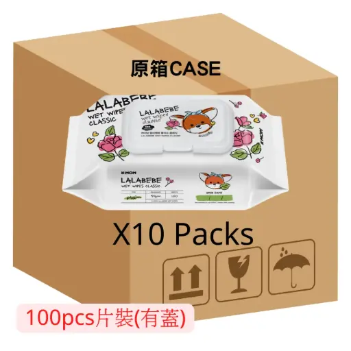 [8809927886320] (原箱10包)K-MOM LALABEBE 韓國製輕柔潔膚嬰幼兒濕紙巾 -100片
